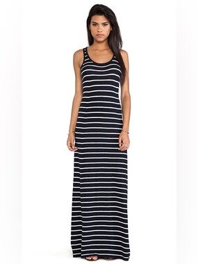 Vince Navy White Striped Maxi Dress Small 100% Cotton Tank Dress Revolve